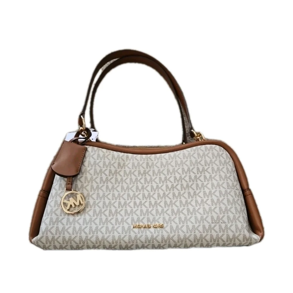Michael Kors Cecily Medium Signature Logo Shoulder Bag In Vanilla